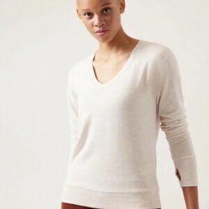 Athleta Sunrise V-Neck Sweatshirt, Size 2X - Toasted Brown Heathered